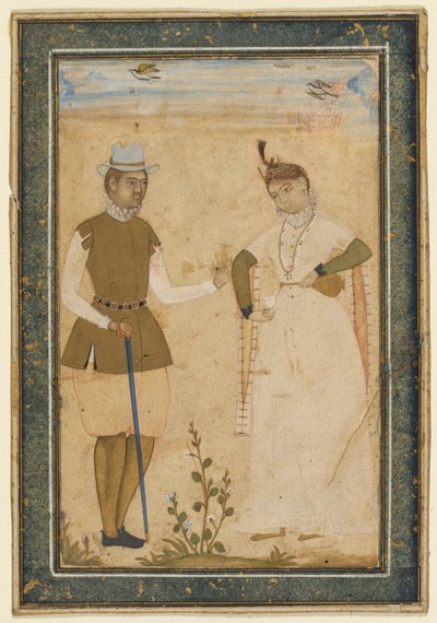 Een Europees koppel door attributed to Ali Riza, the "Bodleian Painter"