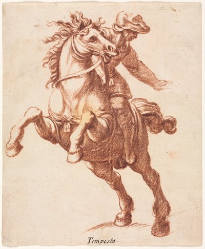 Steigerend Paard en Ruiter door attributed to Antonio Tempesta