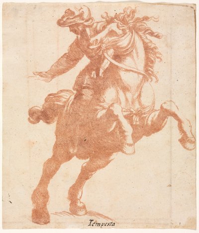 Steigerend Paard en Ruiter door attributed to Antonio Tempesta