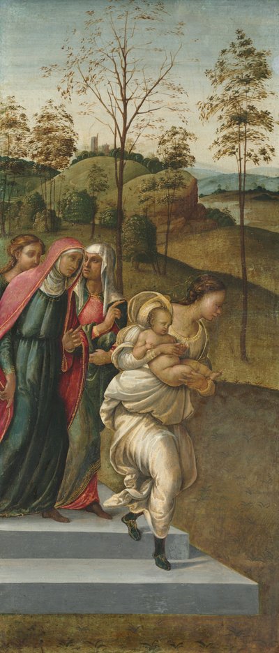 Johannes de Doper wordt naar Zacharias gedragen door attributed to Francesco Granacci