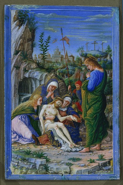 Enkel Blad uit een Getijdenboek: Pieta door attributed to Francesco dai Libri
