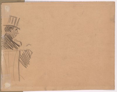 Rechterprofiel van man met hoge hoed (verso) door attributed to Jean Louis Forain