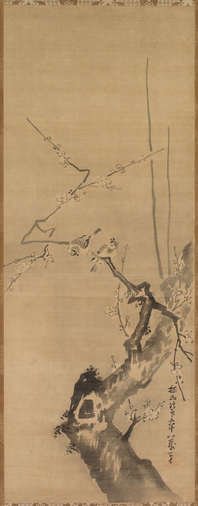 Mussen op Bloeiende Pruim door attributed to Kano Tan’yū
