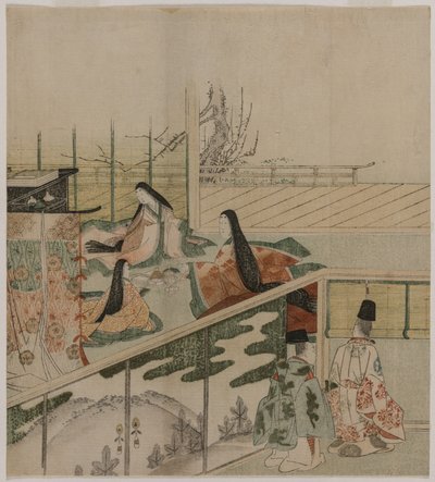 Hofdames maken poppen door attributed to Kubo Shunman