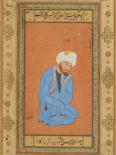 Portret van een knielende heilige man, uit het Prince Salim Album door attributed to Mir Sayyid Ali (Persian, active in India