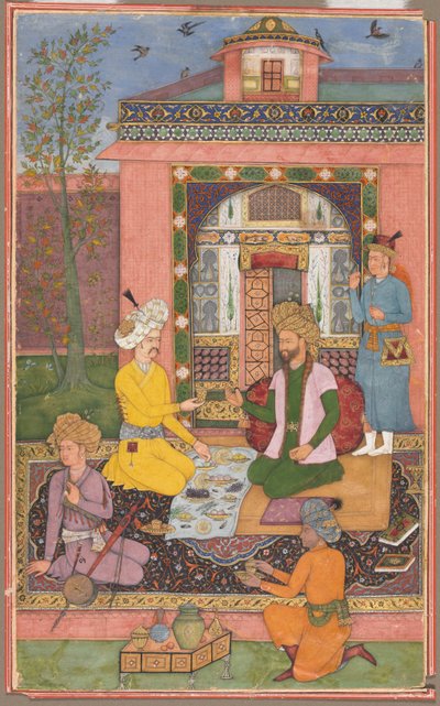 Een feest in een paviljoen door attributed to Muhammad Ali