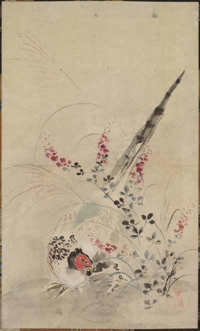 Fazant en Grassen door attributed to Ogata Kōrin