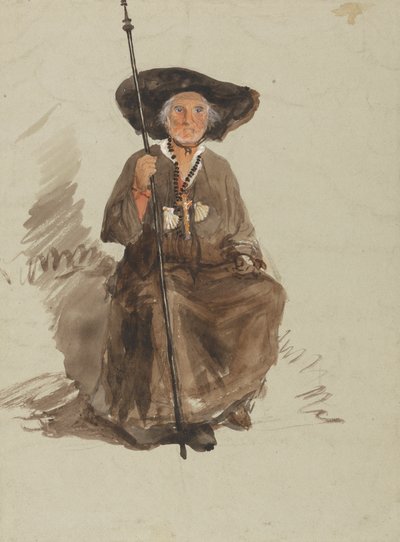 Studie van een Pelgrim door attributed to Samuel Palmer