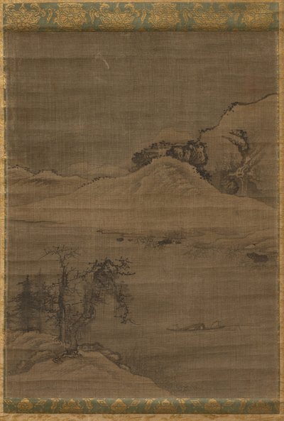 Landschap met vissers door attributed to Yi Bul hae