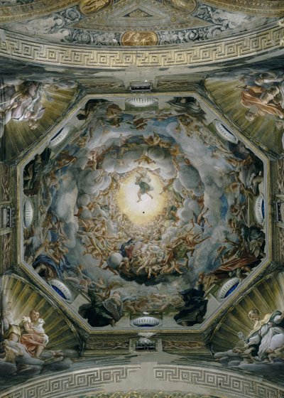 Hemelvaart van de Maagd, van het plafond van de koepel, 1526-30 door Antonio da Correggio