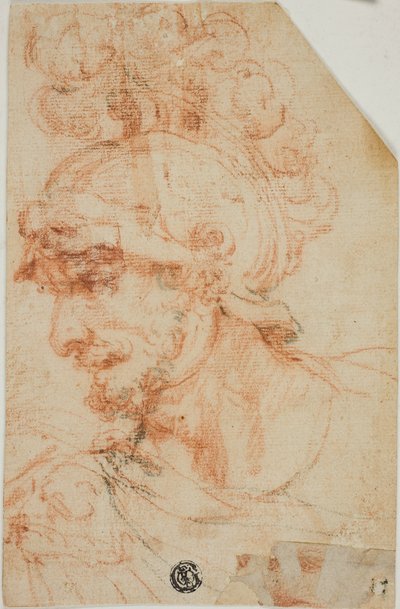 Buste van gehelmde krijger in profiel door called Cavaliere d