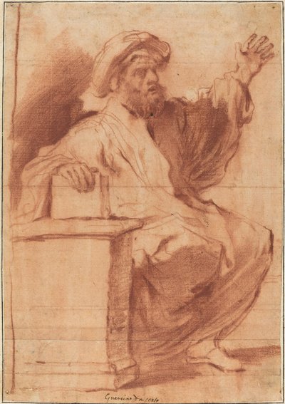 Zittende Profeet door called Guercino Follower of Giovanni Francesco Barbieri