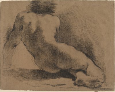 Zittende Naakte Jongen van Achteren Gezien door called Guercino Giovanni Francesco Barbieri