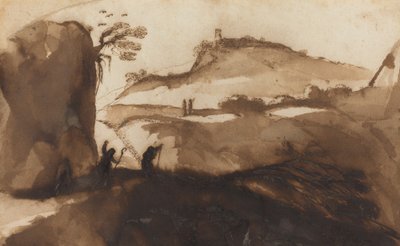 Herders die in een Kloof Gluren door called Guercino Giovanni Francesco Barbieri