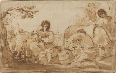 Rust tijdens de vlucht naar Egypte door called Guercino Giovanni Francesco Barbieri