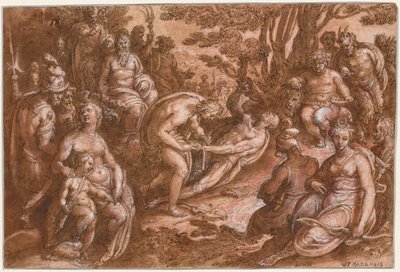 Het villen van Marsyas, ca. 1570-1605 door called Johannes Stradanus Jan van der