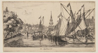 De Appelmarckt, van Gezicht op Amsterdam door called Zeeman Reinier Nooms