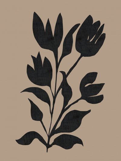 Zwart botanisch silhouet door cartissi
