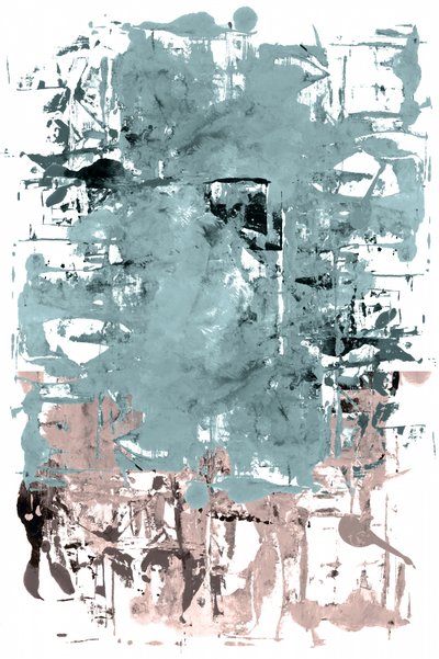 Verweerd blauwgroen met roze accenten – abstract door cartissi