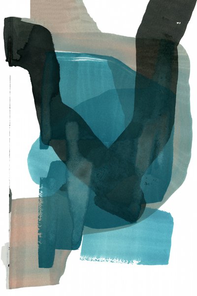 Vloeiende abstracte voorstelling in blauwgroen door cartissi