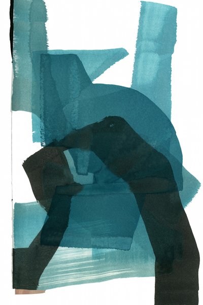 Gelaagde abstracte vormen in blauwgroen door cartissi