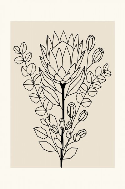 Minimalistische protea en eucalyptus door cartissi