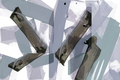 Ingetogen abstracte penseelstreken door cartissi