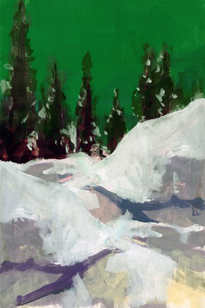 Besneeuwd pad, groene lucht door cartissi