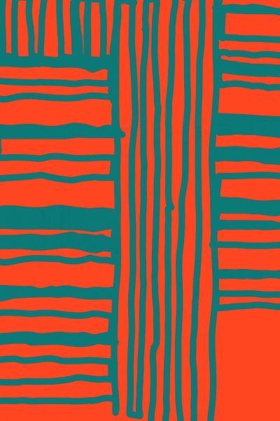 Levendig oranje-blauwgroen patroon door cartissi