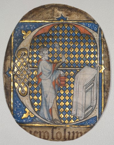 Fragment van een lessenaarbijbel: Initiaal E[t fecit Josias] met Josia die het altaar besprenkelt door circle of Master Honoré