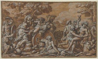 Bacchanaal door circle of Pietro da Cortona