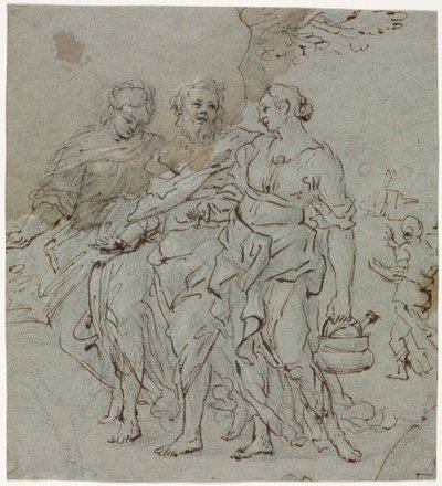 Lot en Zijn Dochters (recto) door circle of Pietro da Cortona