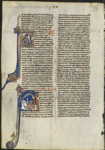 Blad uit een Latijnse Bijbel: Initiaal A en Initiaal A: Judith onthoofdt Holofernes door circle or workshop of Leber Group