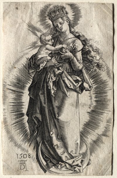 De Maagd met de Kroon van Sterren door copy after Albrecht Dürer