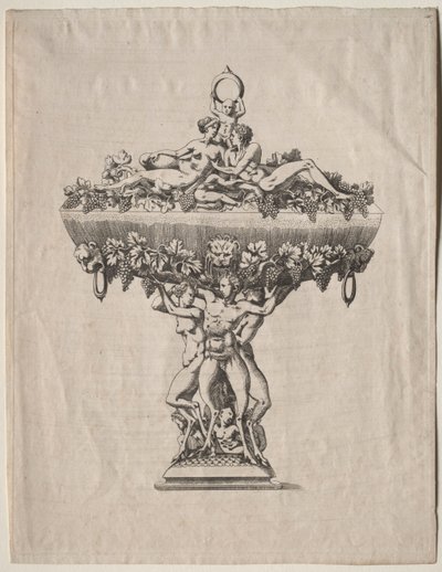 Gedekte Beker met Druivenkrans door copy after Antonio Fantuzzi