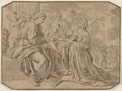 Mystiek Huwelijk van Sint Catharina door copy after Nicolas Poussin