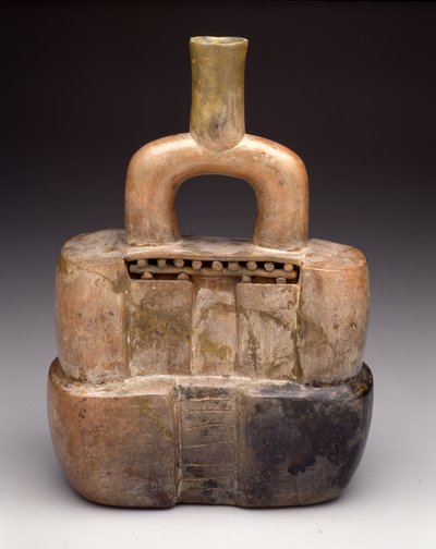 Stijgbeugel-uitloopvat in de vorm van een tempel, Vroege Horizon, c.900-200 v.Chr. door culture Cupisnique