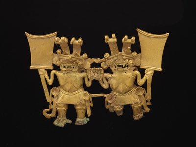 Hanger met twee figuren, c.700-1520 door culture Diquis