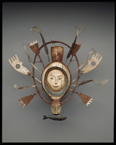 Masker met zeehond of zeeottergeest, eind 19e eeuw door culture Yupik