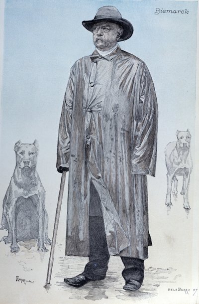 Kanselier Bismarck en zijn honden, omslagillustratie van La Revue Illustrée gegraveerd door Florian, oktober 1887 door de La Barre
