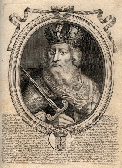 Karel de Grote (Karel I genaamd de Grote, Carolus Magnus, 742-814), Koning van de Franken - Karel de Grote (Carolus Magnus, Karel de Grote) (747-814) Koning van de Franken en Christelijke Keizer van het Westen - gravure uit 