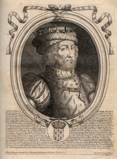 Portret van Caribert, koning van de Franken (561-567) - gravure uit 