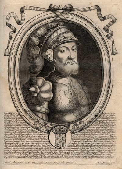 Portret van Dagobert, koning van de Franken van 628 tot 638 - Dagobert (605-39) koning van de Franken - gravure uit 