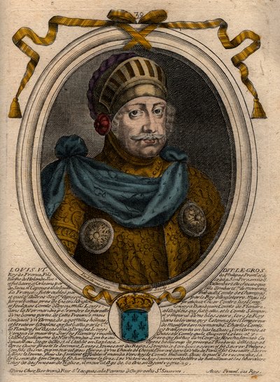 Portret van Lodewijk VI, genaamd De Dikke - gravure uit 