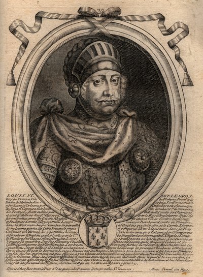 Portret van Lodewijk VI, genaamd De Dikke - gravure uit 