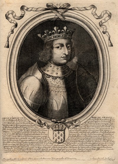 Portret van Lodewijk X de Hutin (1289-1316), koning van Frankrijk - gravure uit 