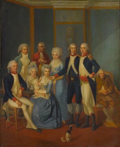 Portret van een militaire familie, ca. 1789-90 door early 19th century painter.