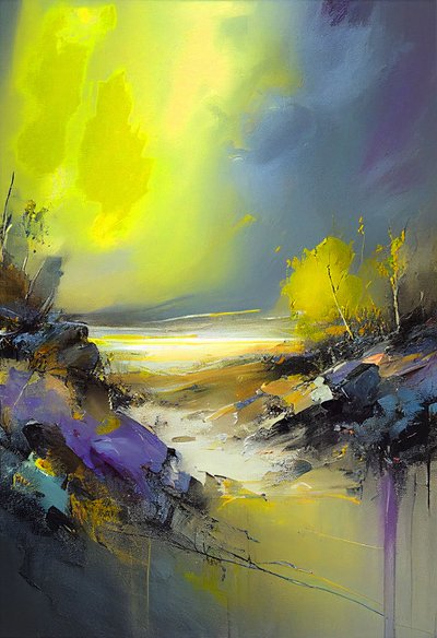 Abstract Landschap Schilderij, muurkunstafdrukken door F. Abderrahim