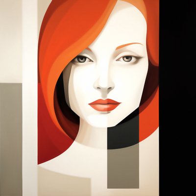 Abstract minimalistisch hedendaags meisjesportret door F. Abderrahim