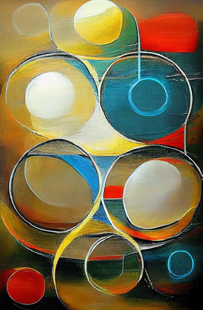Abstracte Veelkleurige Cirkelvorm op Canvas, kunstafdrukken door F. Abderrahim
